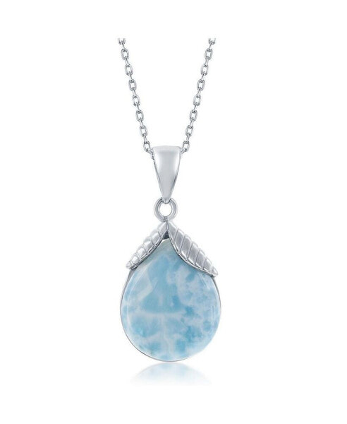 Sterling Silver Pear-Shaped Larimar Pendant