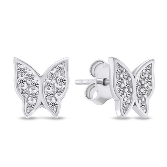 Matching silver earrings Butterfly with zircons EA800W