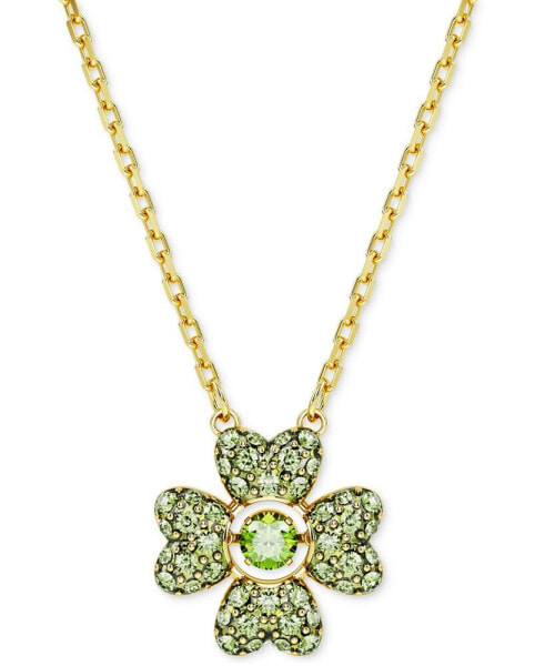 Gold-Tone Color Crystal Clover Pendant Necklace, 15" + 2-3/4" extender