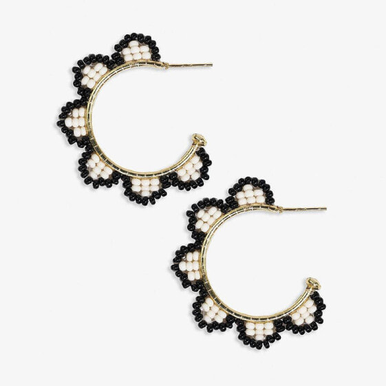 Luna beaded scallop gold hoop black/white