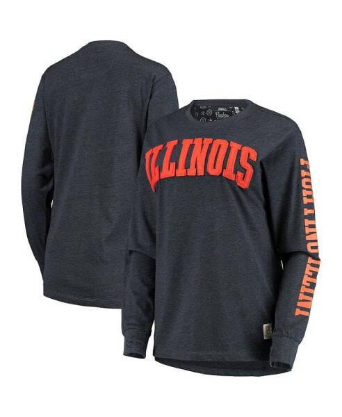 Women's Navy Illinois Fighting Illini Two-Hit Canyon Long Sleeve T-shirt