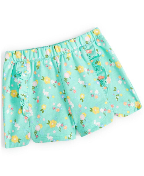 Baby Girls French-Terry Floral-Print Shorts, Created for Macy's