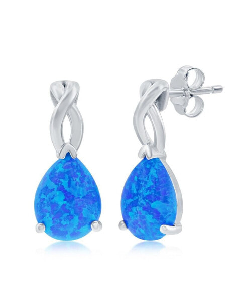 Sterling Silver Pear-Shaped Opal Earrings