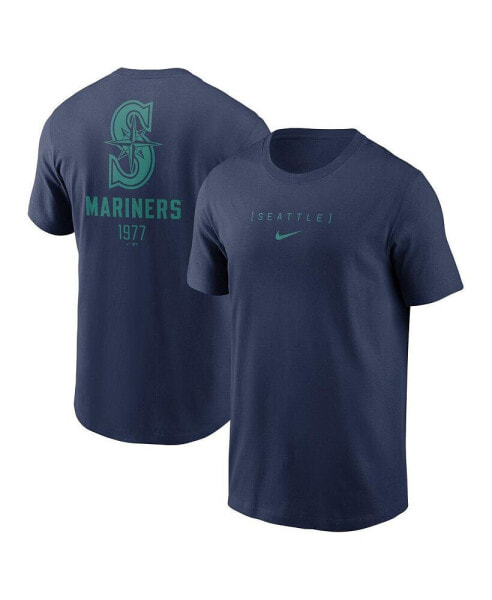 Men's Navy Seattle Mariners Large Logo Back Stack T-Shirt