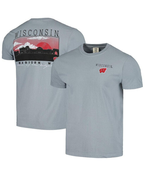 Men's Gray Wisconsin Badgers Campus Scene Comfort Colors T-shirt