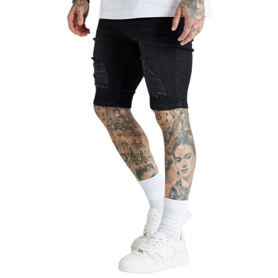 SIKSILK Distressed denim shorts