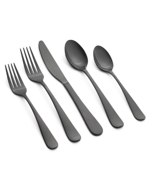 Rhiannon Black Satin 45 Piece Flatware Set, Service For 8