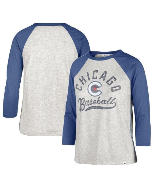 Women's Gray Distressed Chicago Cubs City Connect Retro Daze Ava Raglan 3/4-Sleeve T-shirt