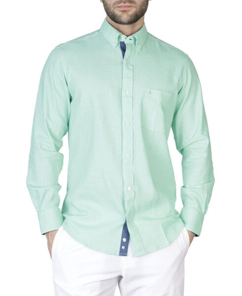 Men's Solid Linen Long Sleeve Shirt