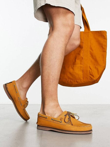 Timberland classic 2 eye boat shoe in wheat nubuck leather