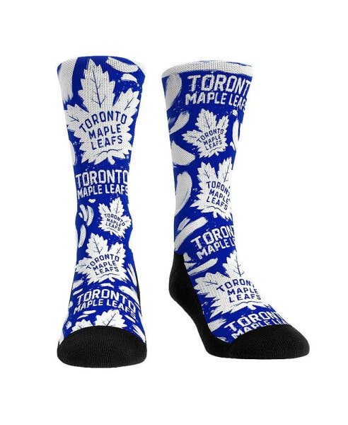 Men's and Women's Socks Toronto Maple Leafs Allover Logo and Paint Crew Socks