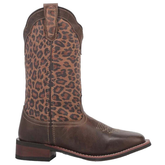 Laredo Astras Cheetah Square Toe Cowboy Womens Brown Casual Boots 5890