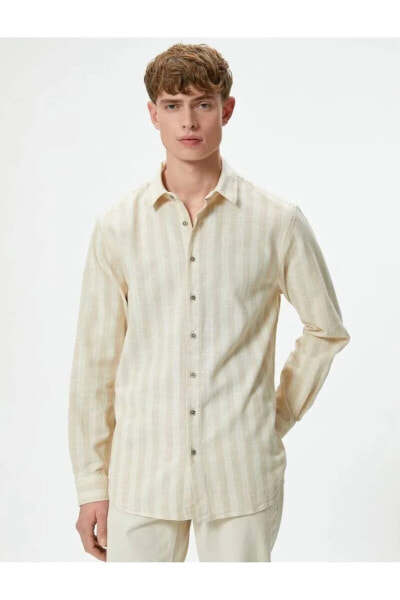 Рубашка мужская Koton Классический воротник с пуговицами на длинный рукав Памуклу