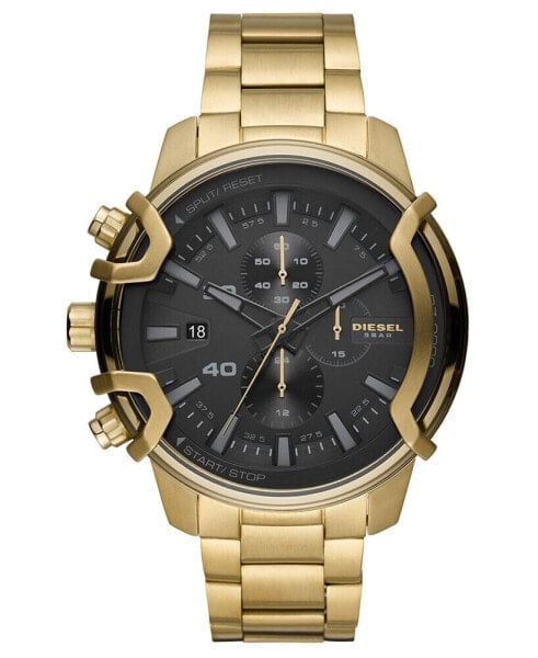 Men's Chronograph Griffed Gold-Tone Stainless Steel Bracelet Watch 48mm