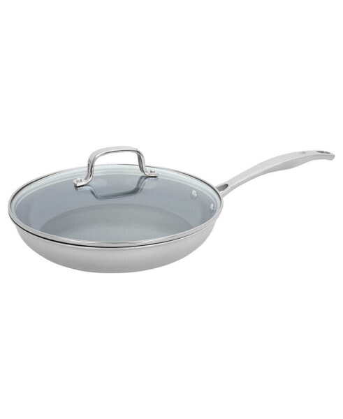 Clad H3 Stainless Steel Ceramic Nonstick 10" Fry Pan with Lid