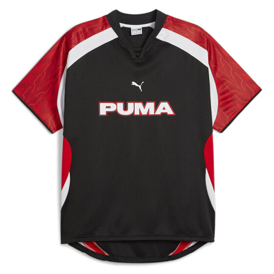 Puma Football Short Sleeve Jersey Mens Black Casual Tops 62788601