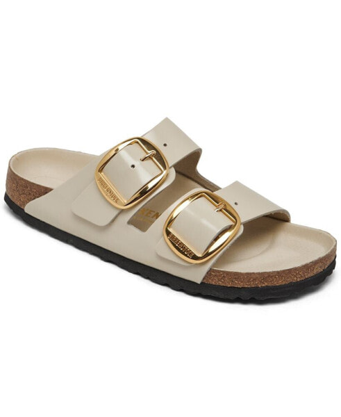 Women's Arizona Big Buckle High Shine Natural Leather Patent Sandals from Finish Line