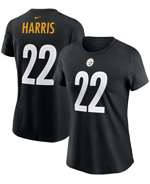 Women's Najee Harris Black Pittsburgh Steelers 2021 NFL Draft First Round Pick Player Name Number T-shirt