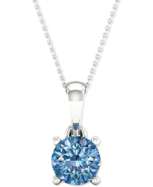 Lab-Created Blue Diamond Solitaire 18" Pendant Necklace (1/3 ct. t.w.) in Sterling Silver