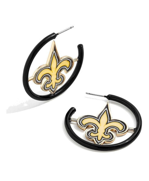 New Orleans Saints Enamel Hoop Earrings