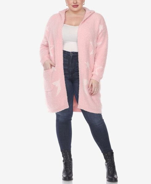 Plus Size Hooded Open Front Sherpa Sweater