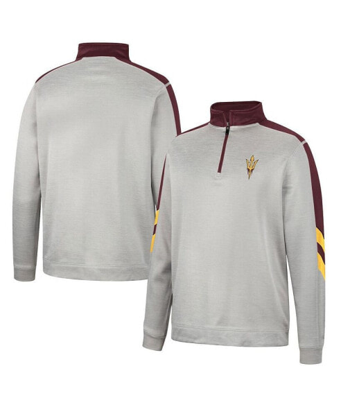 Men's Gray and Maroon Arizona State Sun Devils Bushwood Fleece Quarter-Zip Jacket