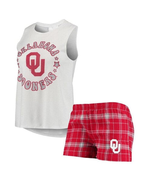 Пижама женская Concepts Sport Oklahoma Sooners Ultimate Flannel Tank Top and Shorts Sleep Set