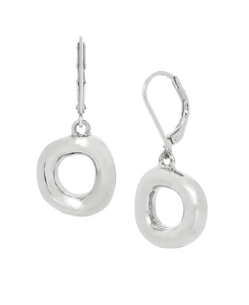 Silver-Tone Open Circle Drop Earrings