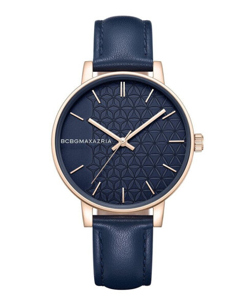 Часы BCBGMAXAZRIA Dress Blue Leather Watch 38mm