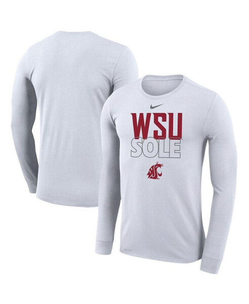 Men's White Washington State Cougars On Court Bench Long Sleeve T-shirt