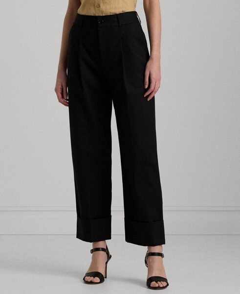 Double-Faced Stretch Cotton Ankle Pants