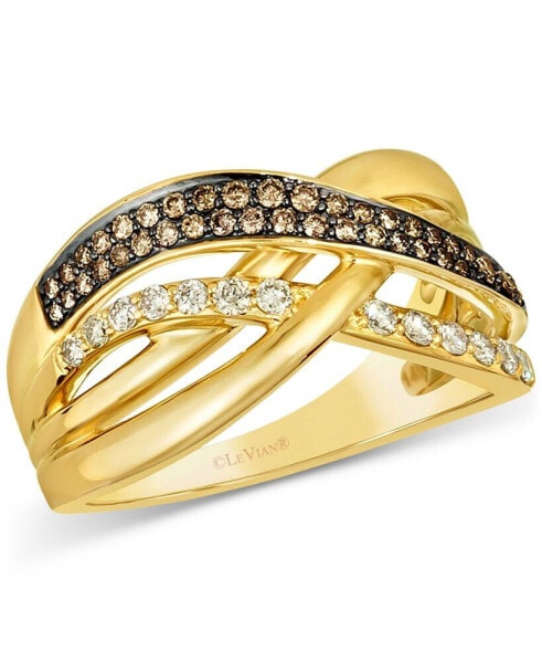 Chocolate Diamond & Nude Diamond Crossover Ring (1/3 ct. t.w.) in 14k Gold