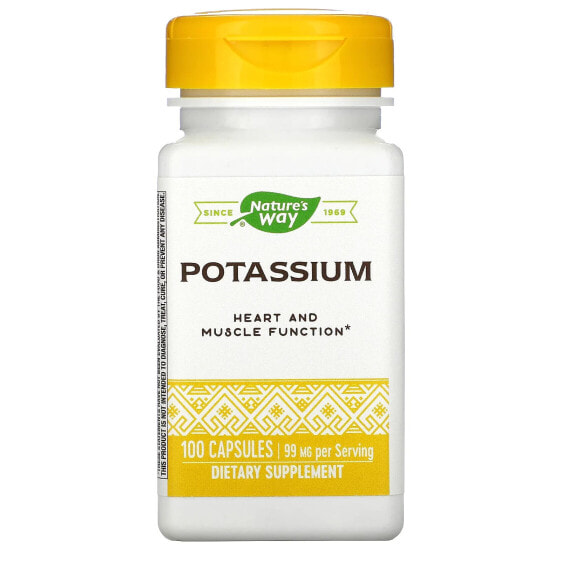 Калий, 99 мг, 100 капсул Nature's Way Potassium