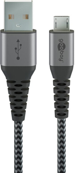 Wentronic 49282, 1 m, Micro-USB B, USB A, USB 2.0, 480 Mbit/s, Black, Grey