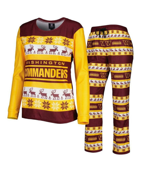 Women's Burgundy Washington Commanders Holiday Ugly Pajama Set