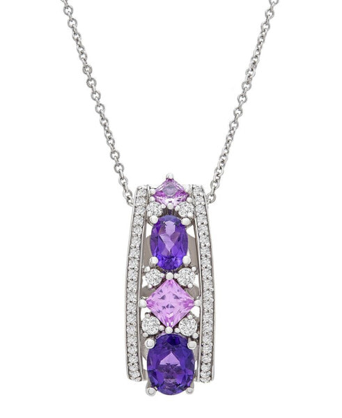 Macy's multi-Gemstone Vertical Cluster 18" Pendant Necklace (2-1/4 ct. t.w.) in Sterling Silver