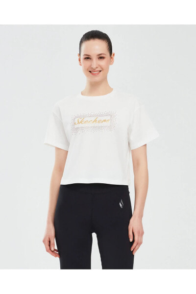 W Graphic Tee Shiny Logo T-shirt Kadın Beyaz Tshirt S221460-102