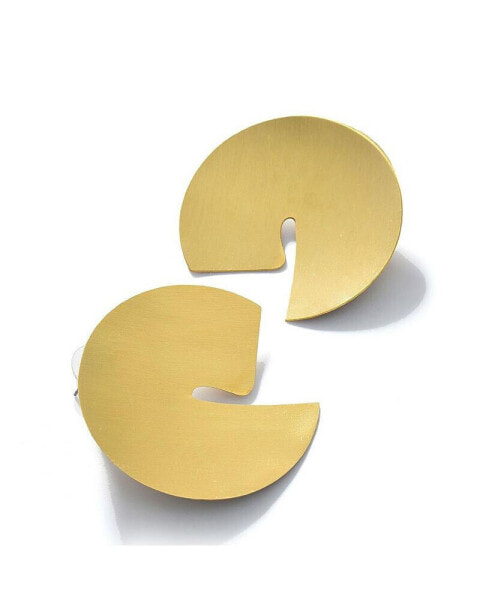 Women's Gold Metallic Circular Stud Earrings