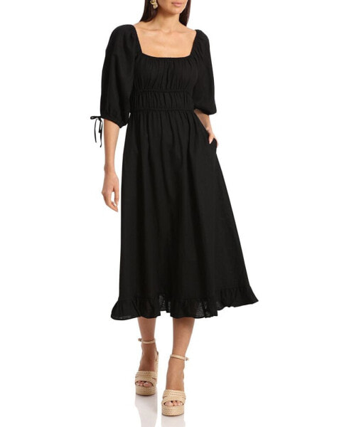 Women's Linen-Blend Fit & Flare Dress