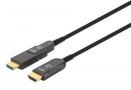 Manhattan HDMI to Micro HDMI Plenum-Rated Cable - 4K@60Hz (Premium High Speed) - 30m - Active - Detachable HDMI Male (Type A) - Male to Male - Black - Gold Plated Contacts - Lifetime Warranty - Polybag - 30 m - HDMI Type A (Standard) - HDMI Type D (Micro) - 18 Gbit