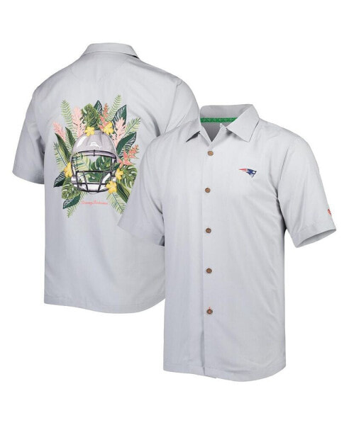 Рубашка Tommy Bahama для мужчин "Фанат New England Patriots" серого цвета, модель Coconut Point Frondly Fan Camp IslandZone.
