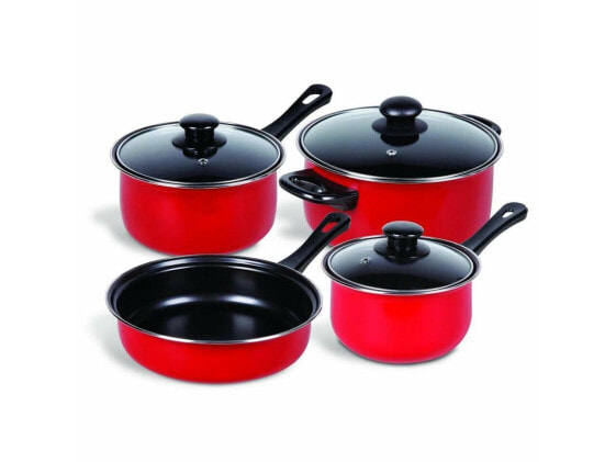 Gibson Home Chef Du Jour 7-Piece Cookware Set, True Red