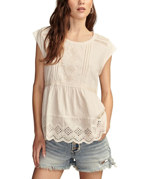 Women's Embroidered Peplum Tee