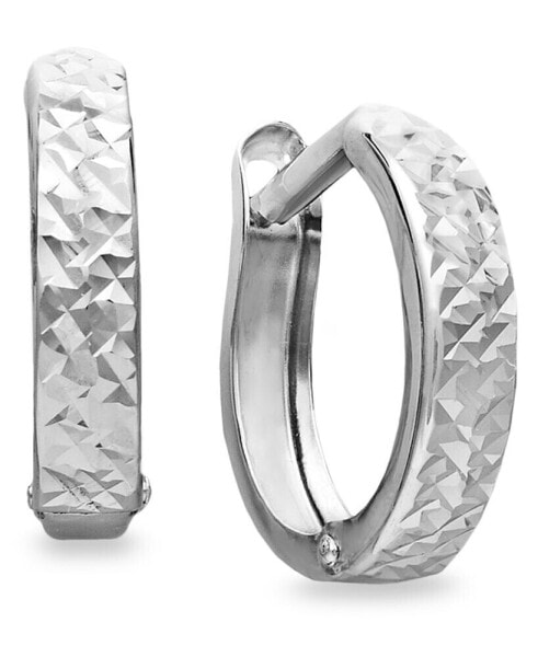 Серьги Macy's 10k White Gold Diamond Cut Hinged Hoop