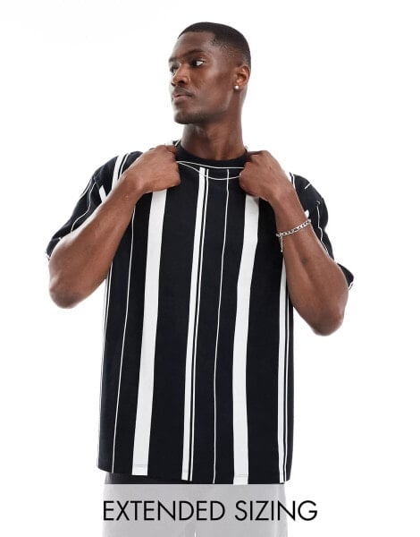 ASOS DESIGN oversized t-shirt in black and white stripe