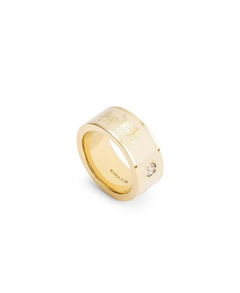 Faux Stone Signature Horse Carriage Band Ring