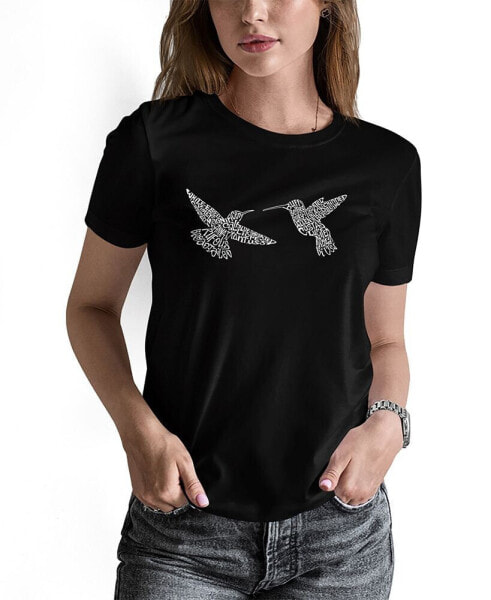 Women's Hummingbirds Word Art Short Sleeve T-shirt