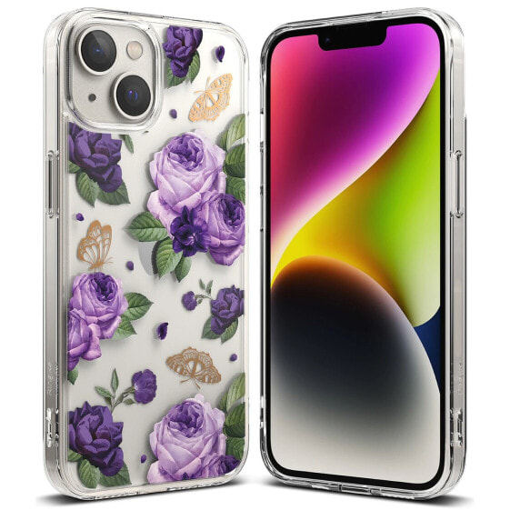 Чехол для iPhone 14 Plus Ringke Fusion Design Purple Rose прозрачный