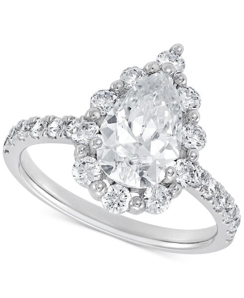 IGI Certified Lab Grown Diamond Pear-Cut Halo Engagement Ring (3 ct. t.w.) in 14k White Gold