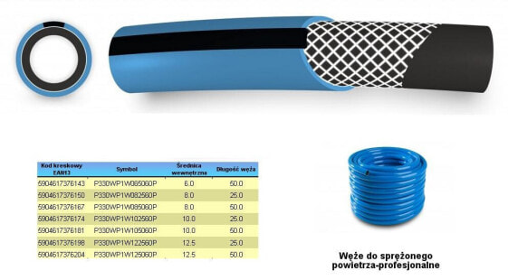 Шланг для сжатого воздуха POLIX FI = 12,5 мм x 50 м, синий, профессиональный